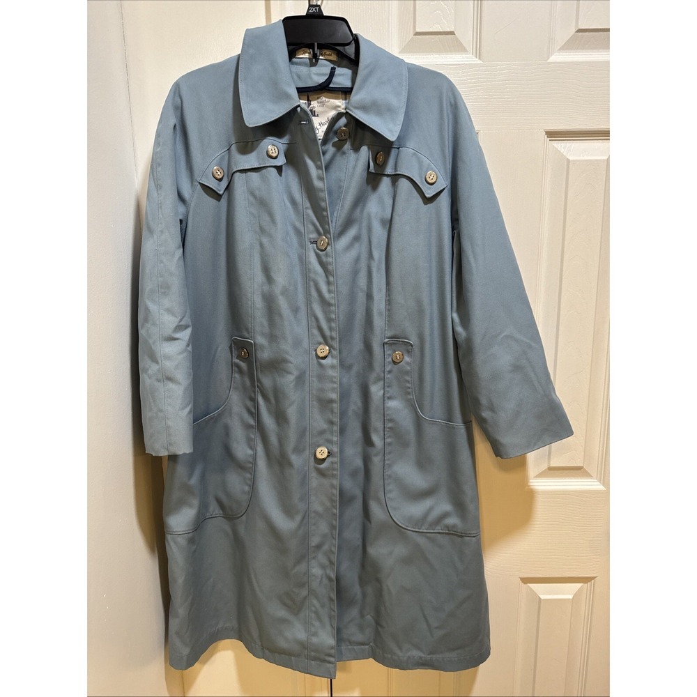 Misty‎ Harbor Womens Coat 14 1/ 2 Reg Blue Vintage Overcoat Raincoat USA Elegant